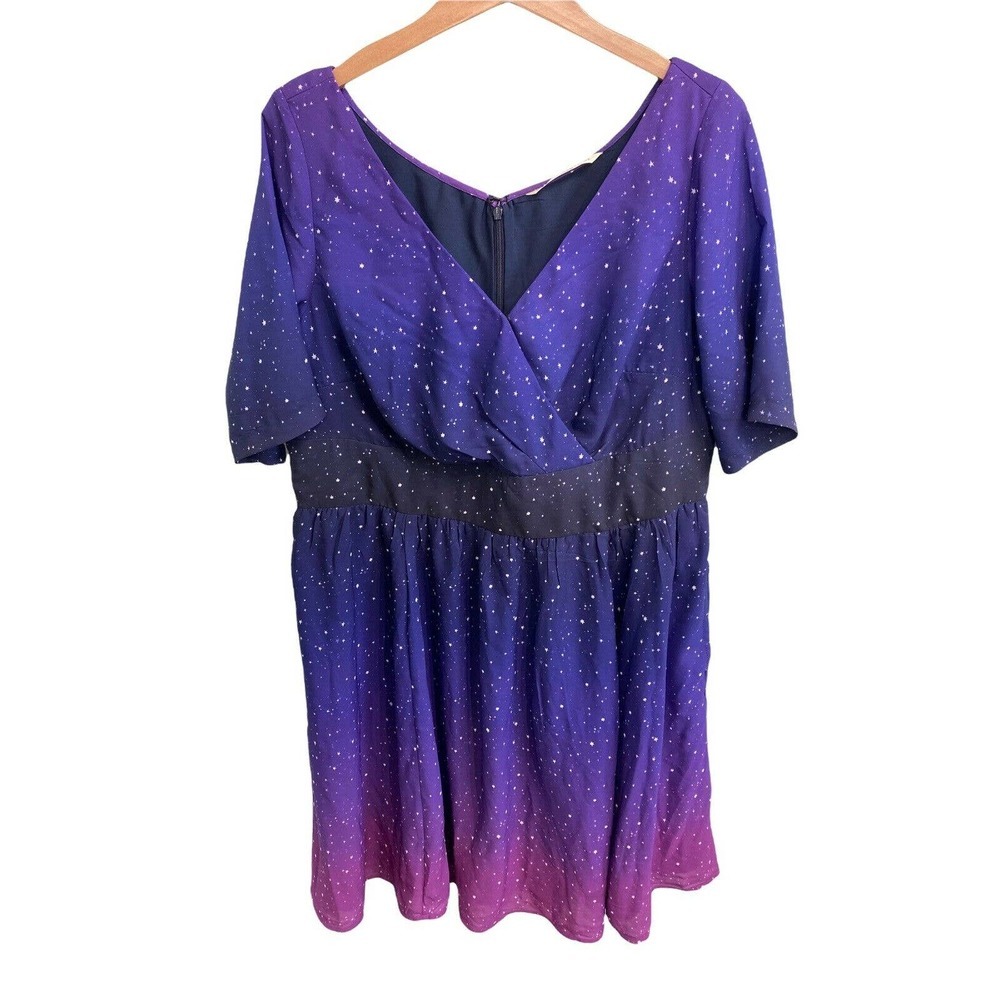 𝅺Eshakti Wayward Fancies Galaxy Print Short Dress Women’s Plus Size 1XL/16